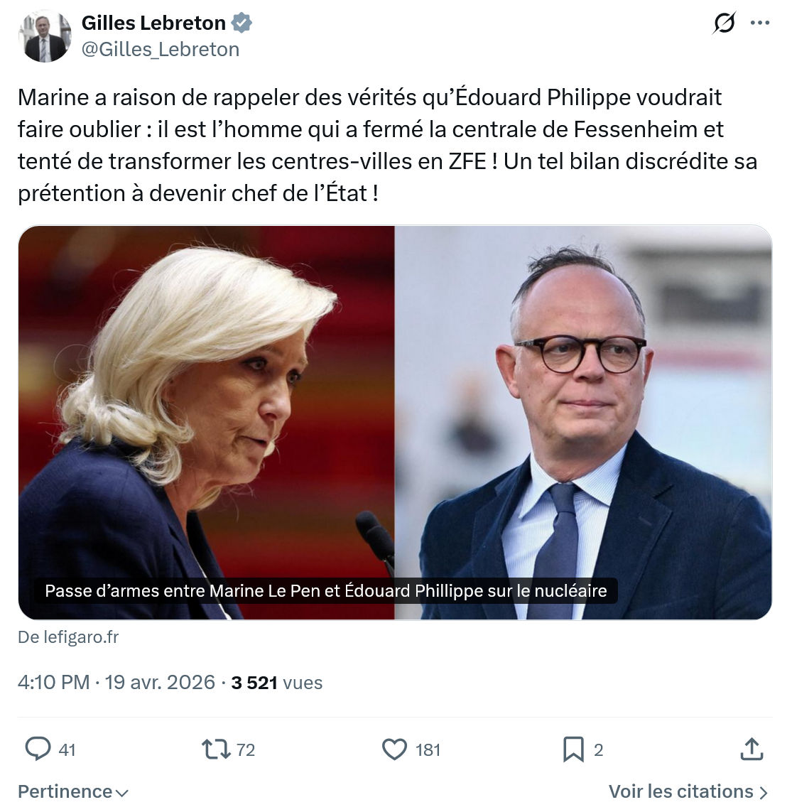 Gilles Lebreton: Marine a raison de rappeler des vérités…