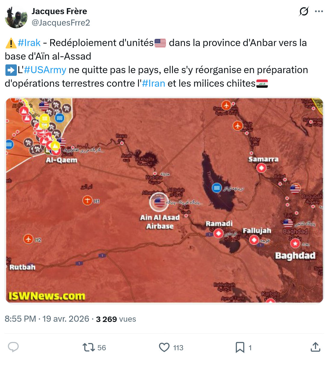 Jacques Frère: #Irak - Redéploiement d'unités🇺🇸 dans…