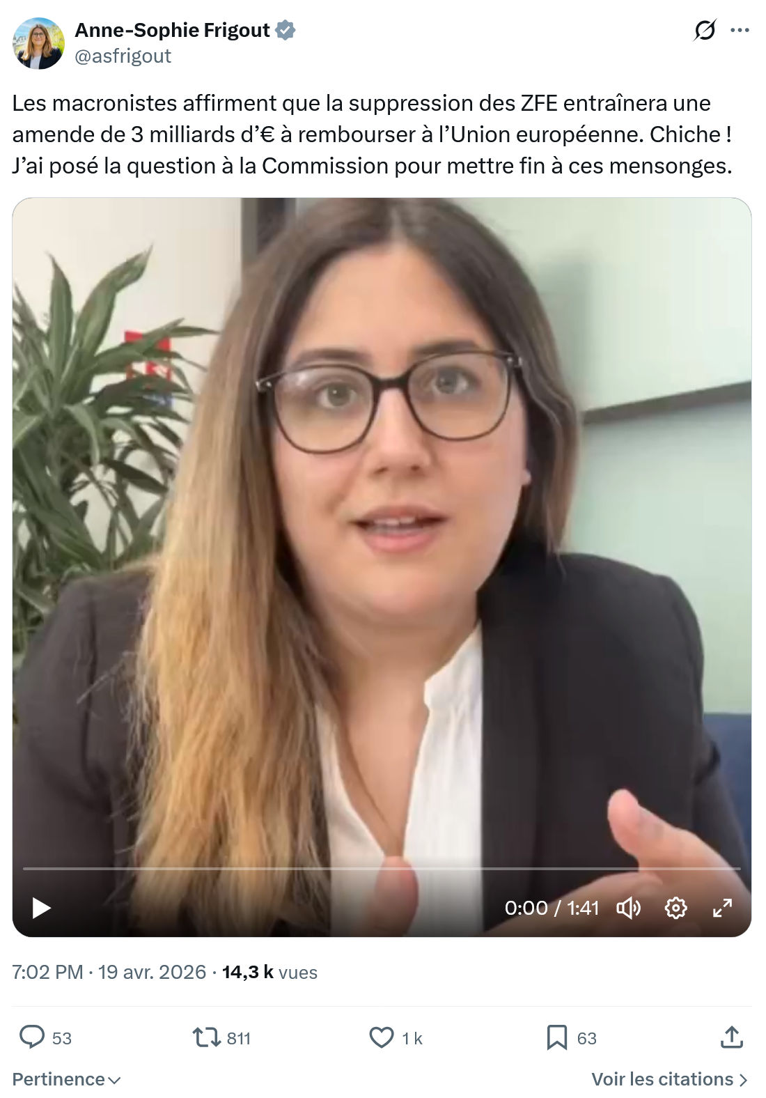 Anne-Sophie Frigout: Les macronistes affirment que la suppression…