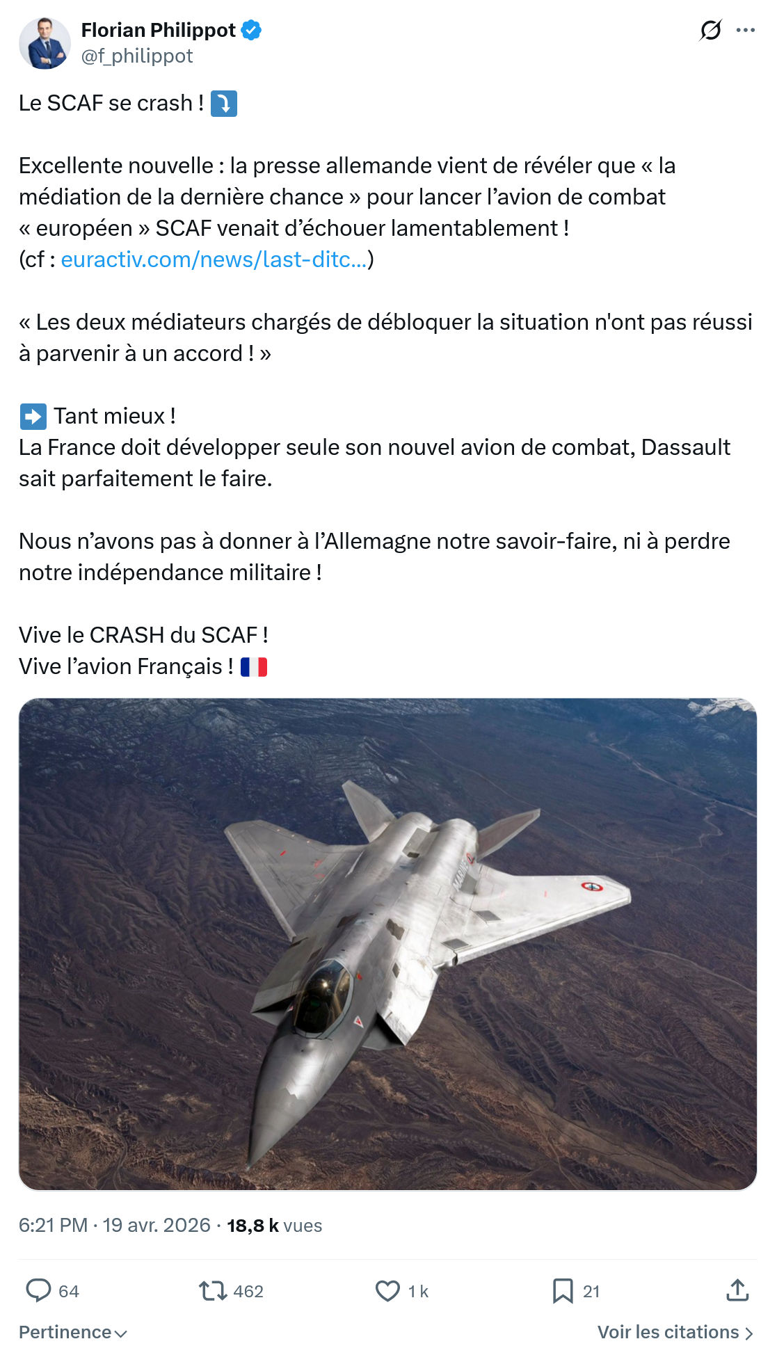 Florian Philippot: Le SCAF se crash…
