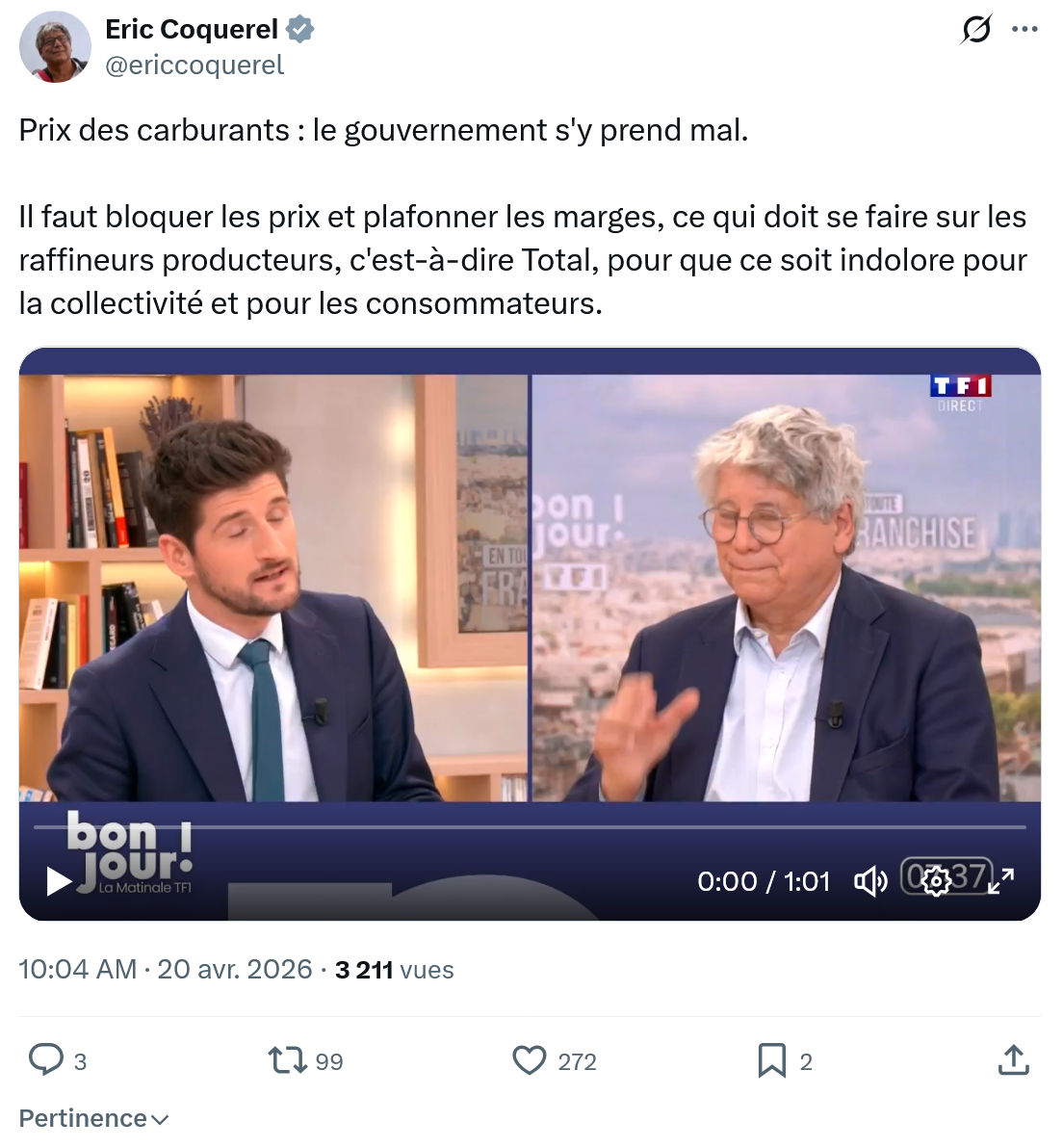 Eric Coquerel: Prix des carburants…