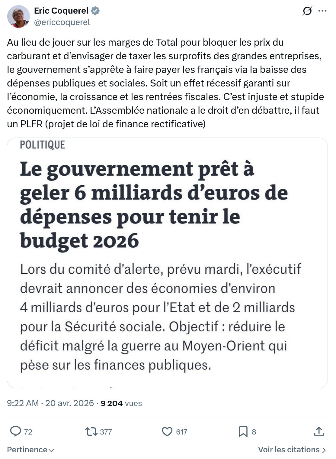 Eric Coquerel: Au lieu de jouer sur les marges…