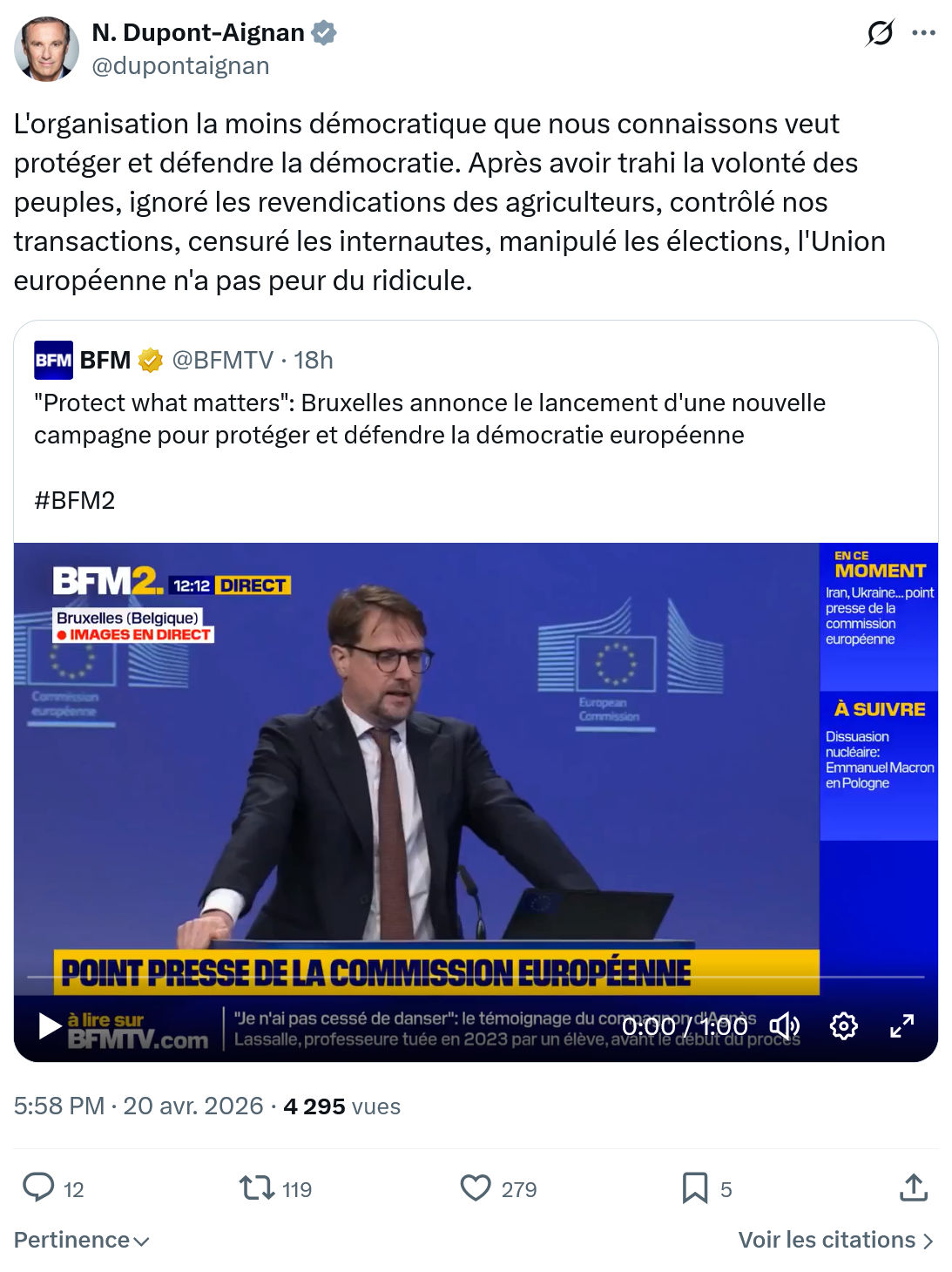 Nicolas Dupont-Aignan: L'organisation la moins démocratique…