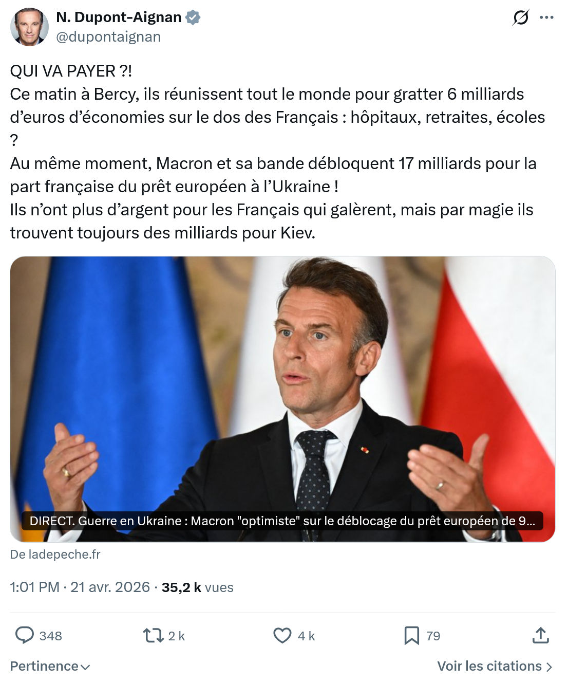 Nicolas Dupont-Aignan: QUI VA PAYER…