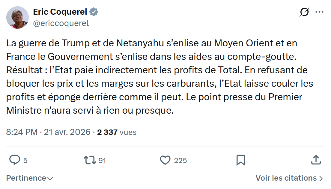 Eric Coquerel: La guerre de Trump et de Netanyahu…