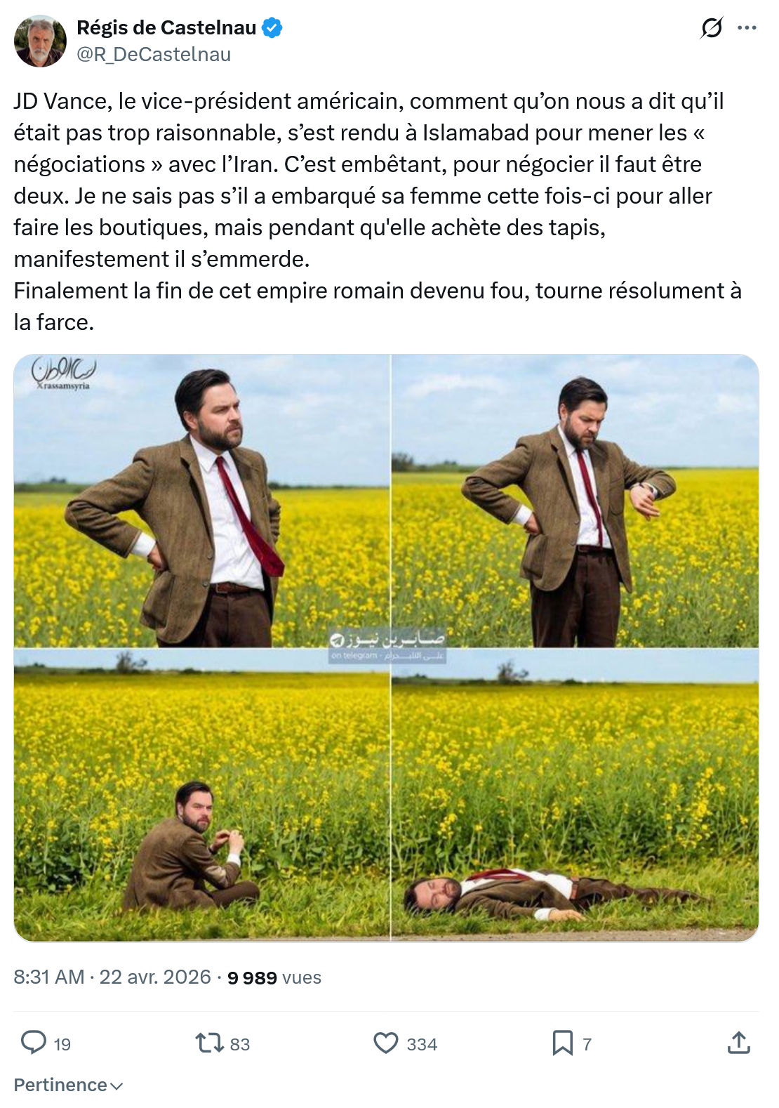 Régis de Castelnau: JD Vance, le vice-président américain…