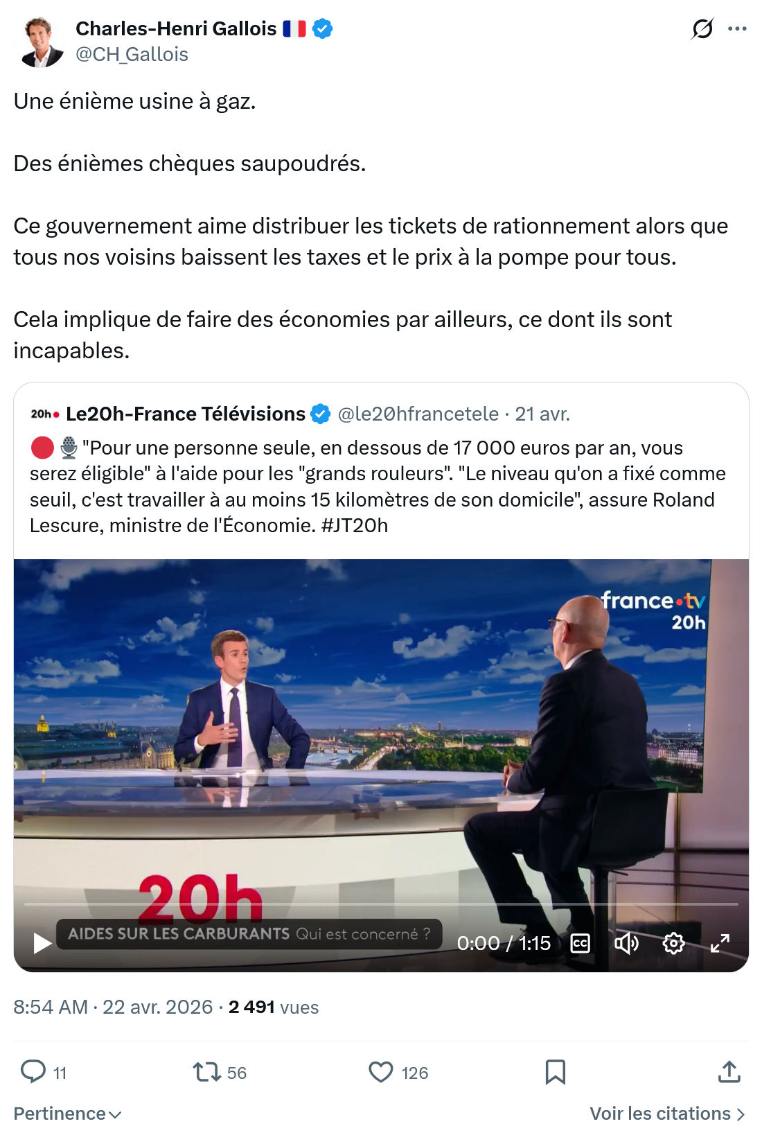 Charles-Henri Gallois: Une énième usine à gaz…
