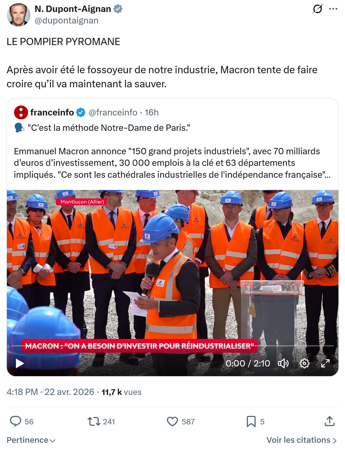 Nicolas Dupont-Aignan: LE POMPIER PYROMANE…