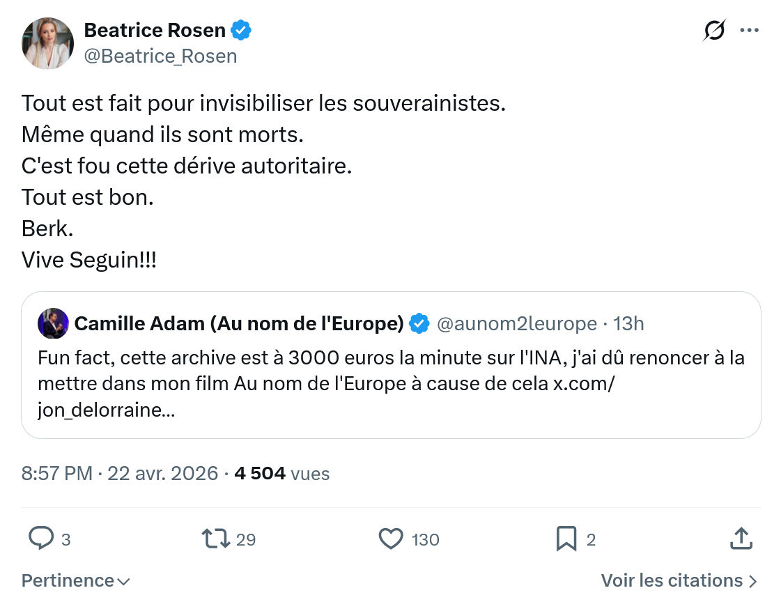 Béatrice Rosen: Tout est fait pour invisibiliser les souverainistes…