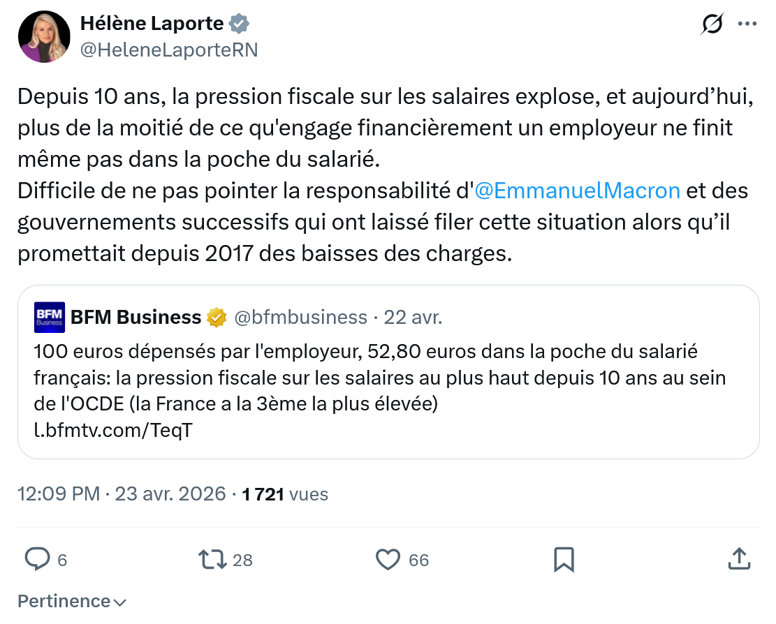 Hélène Laporte: Depuis 10 ans, la pression fiscale...