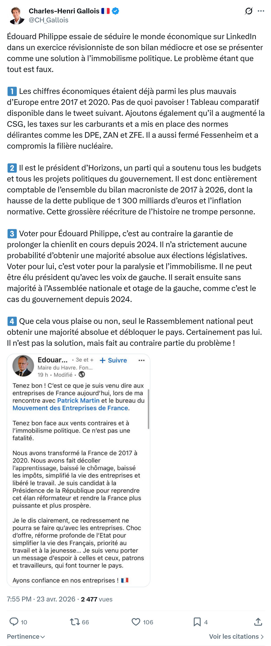 Charles-Henri Gallois: Édouard Philippe essaie de séduire le...