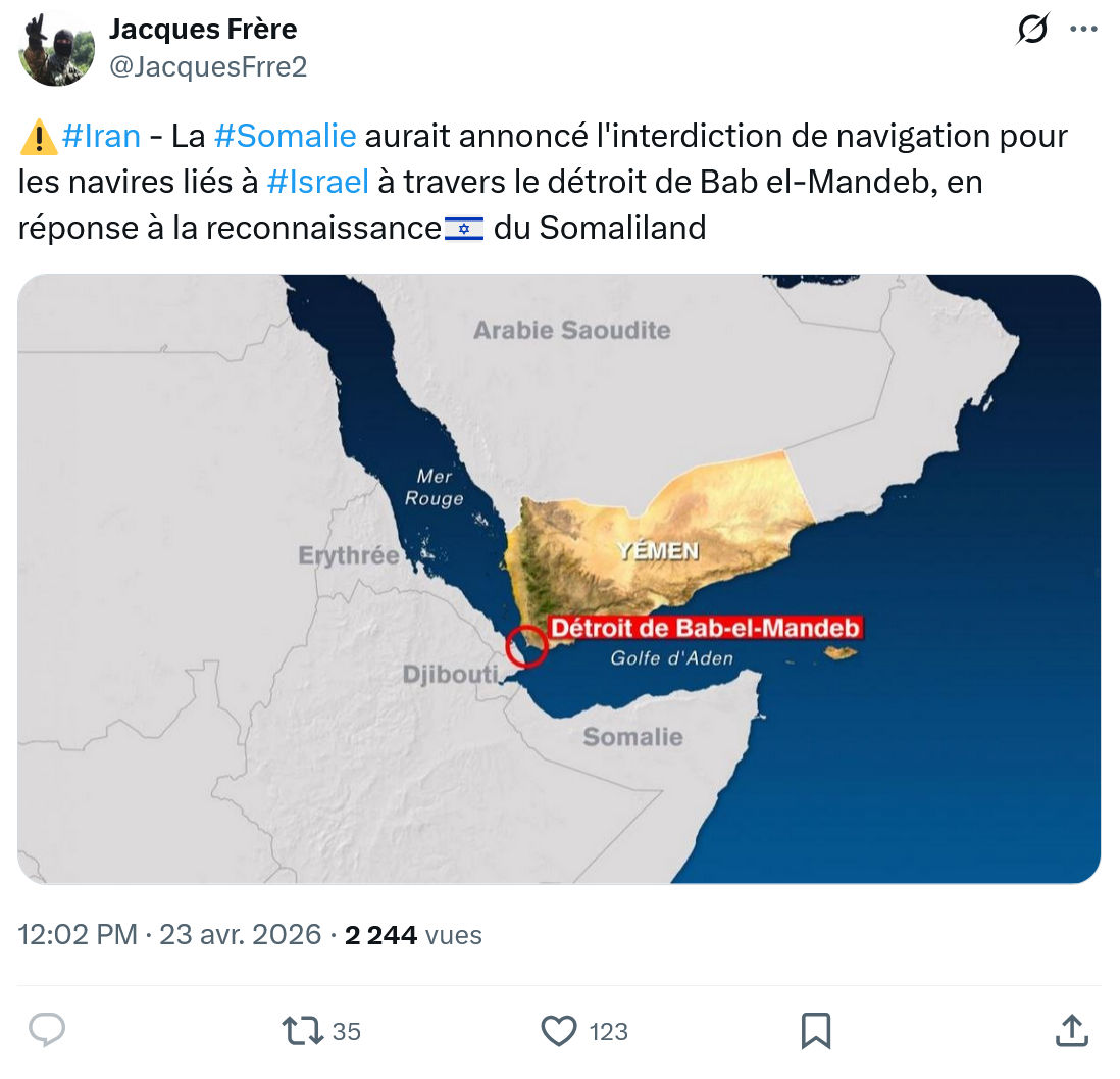 Jacques Frère: #Iran - La #Somalie aurait annoncé l'interdiction...