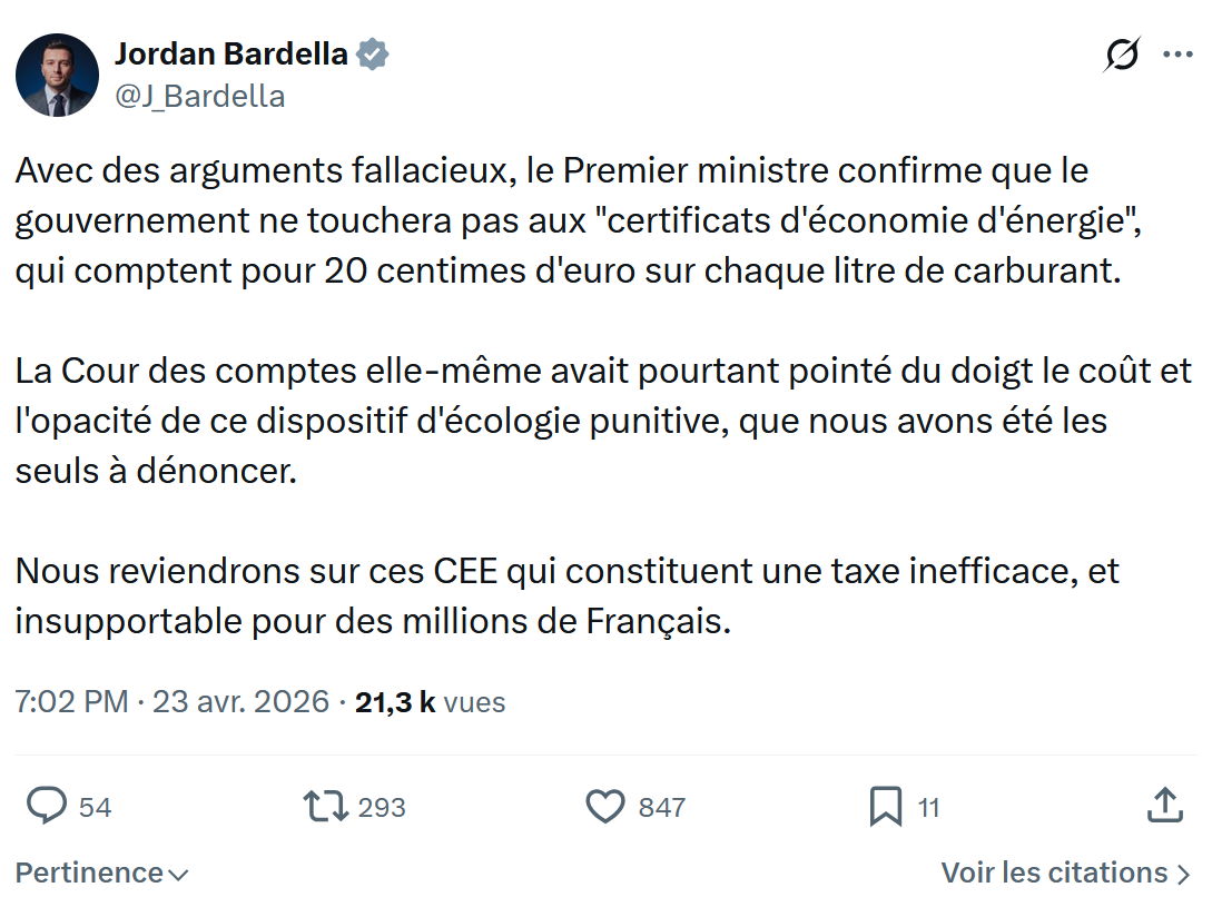 Jordan Bardella: Avec des arguments fallacieux, le...