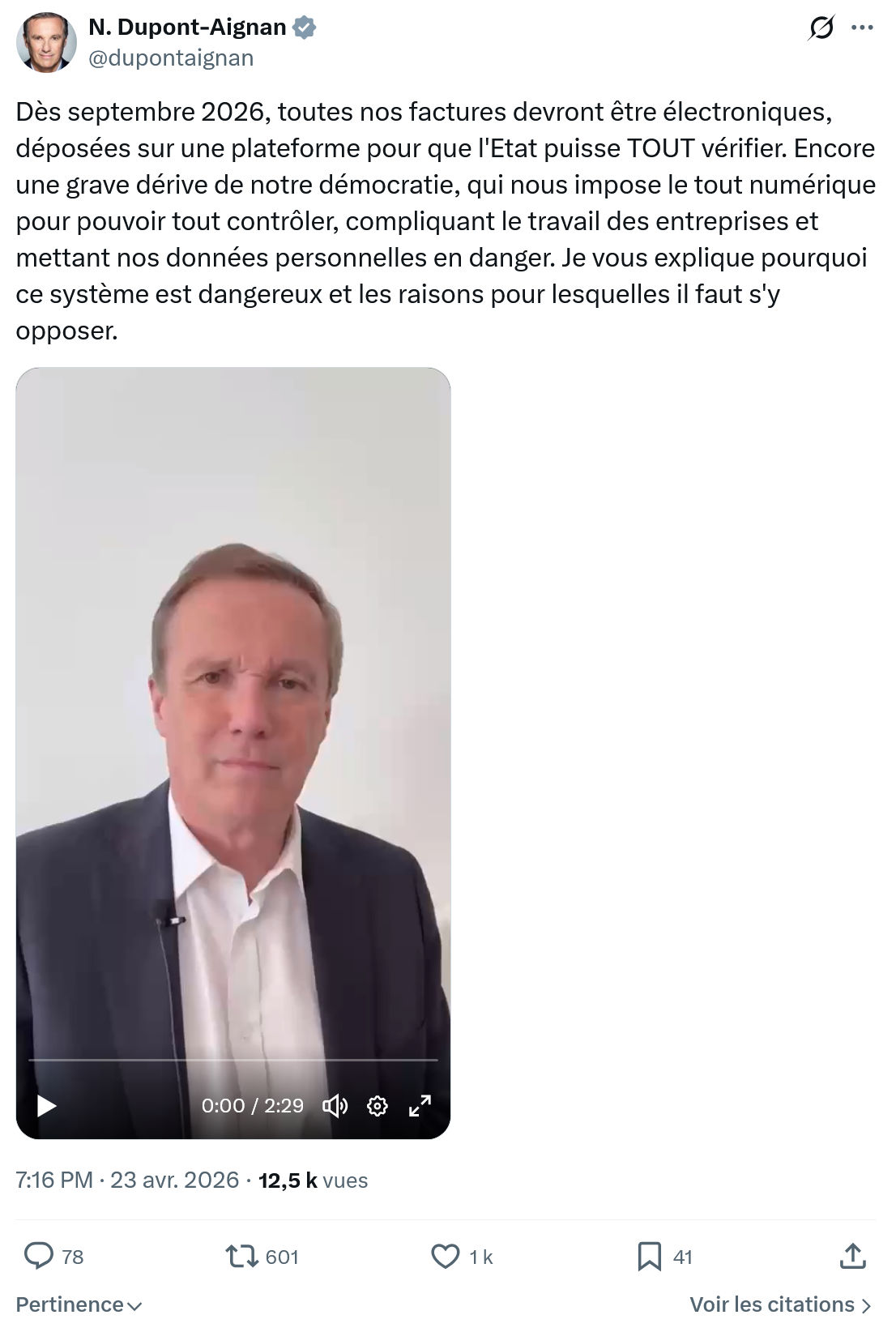 Nicolas Dupont-Aignan: Dès septembre 2026, toutes nos...