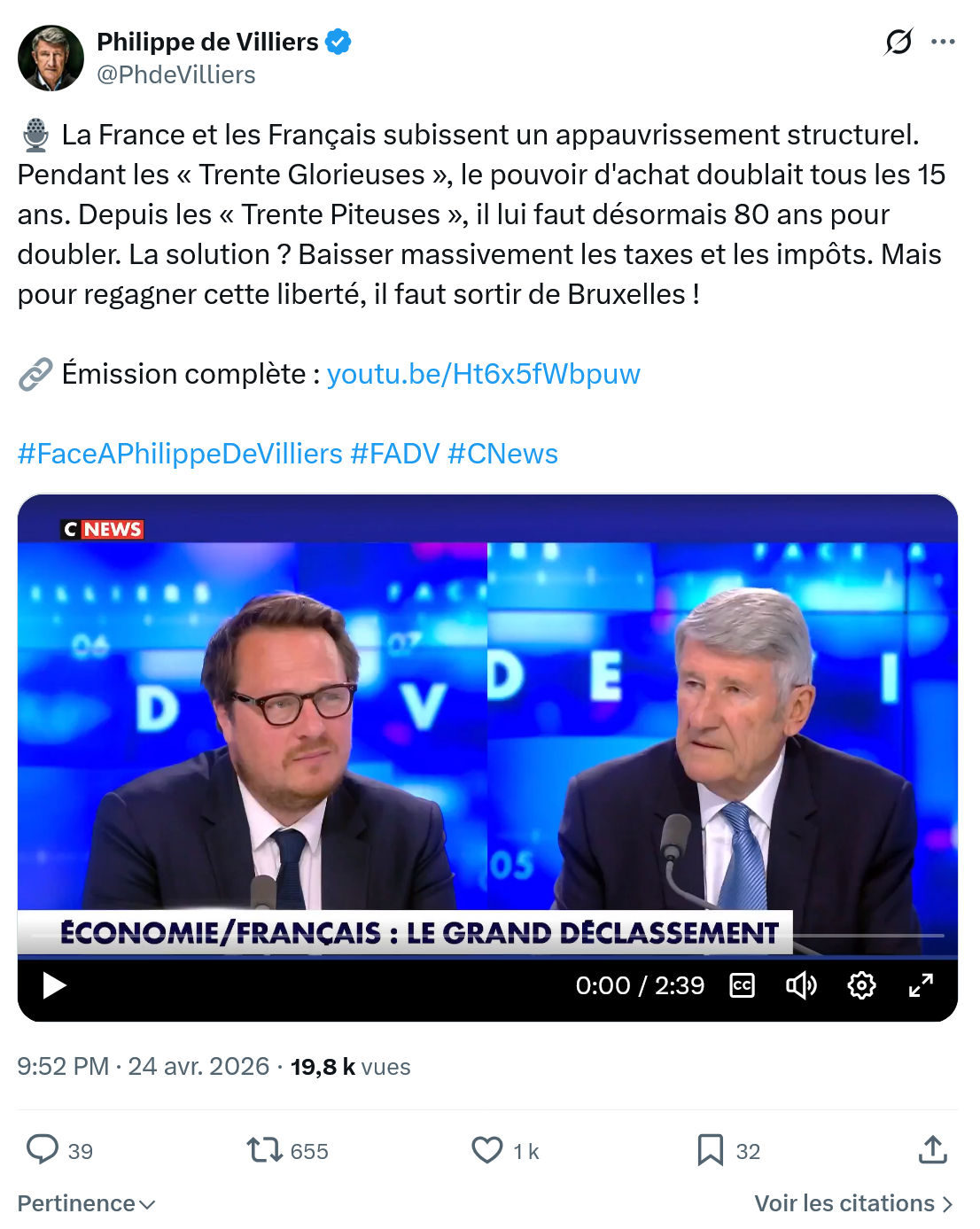 Philippe de Villiers: La France et les Français subissent…