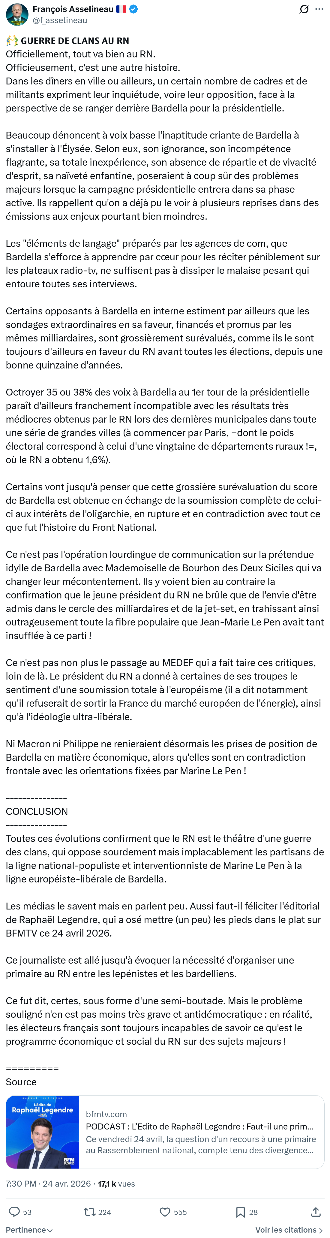 Francois Asselineau: 𝗚𝗨𝗘𝗥𝗥𝗘 𝗗𝗘 𝗖𝗟𝗔𝗡𝗦 𝗔𝗨 𝗥𝗡…