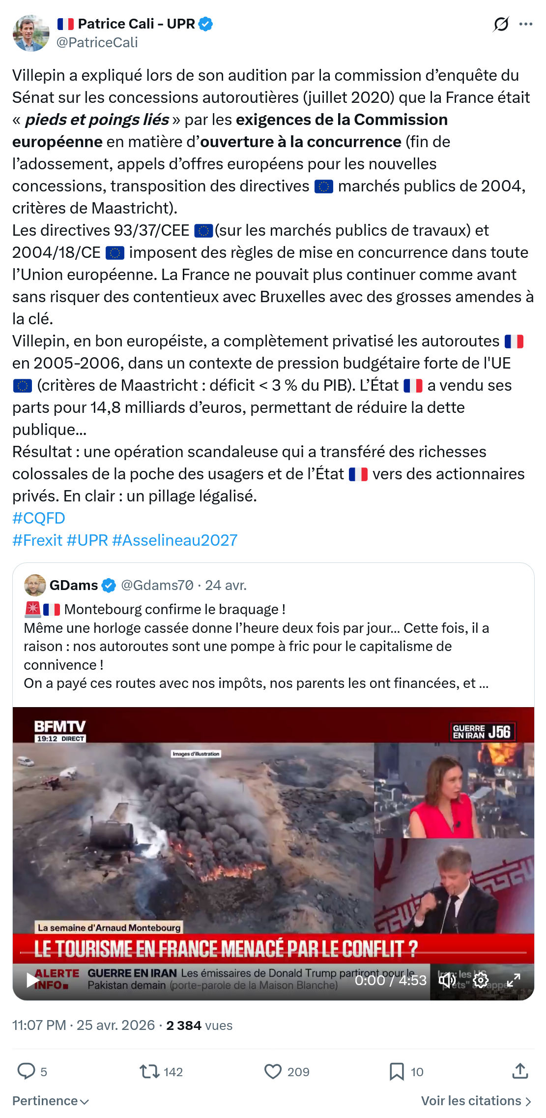 Patrice Cali: Villepin a expliqué lors de son audition…