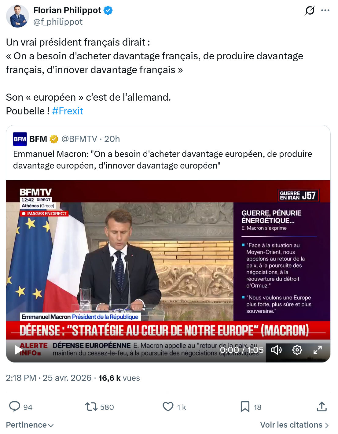 Florian Philippot: Un vrai président français dirait…