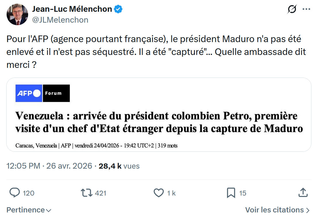 Jean-Luc Mélenchon: Pour l'AFP (agence pourtant française)…