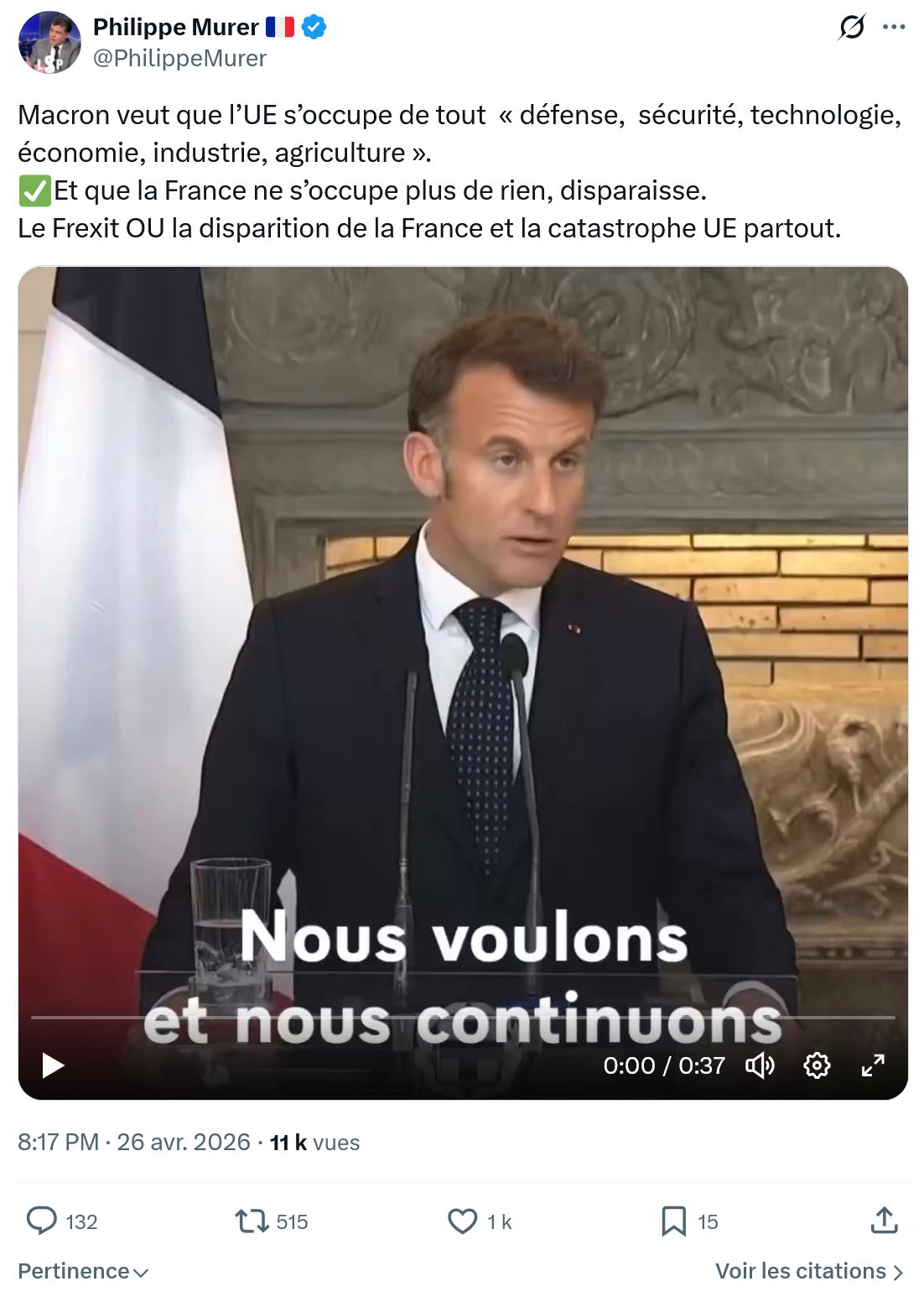Philippe Murer: Macron veut que l’UE s’occupe de tout…