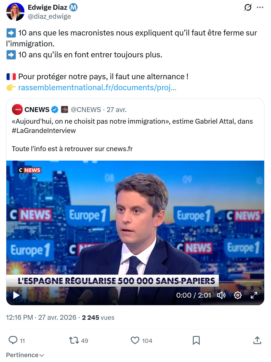 Edwige Diaz: 10 ans que les macronistes nous expliquent…