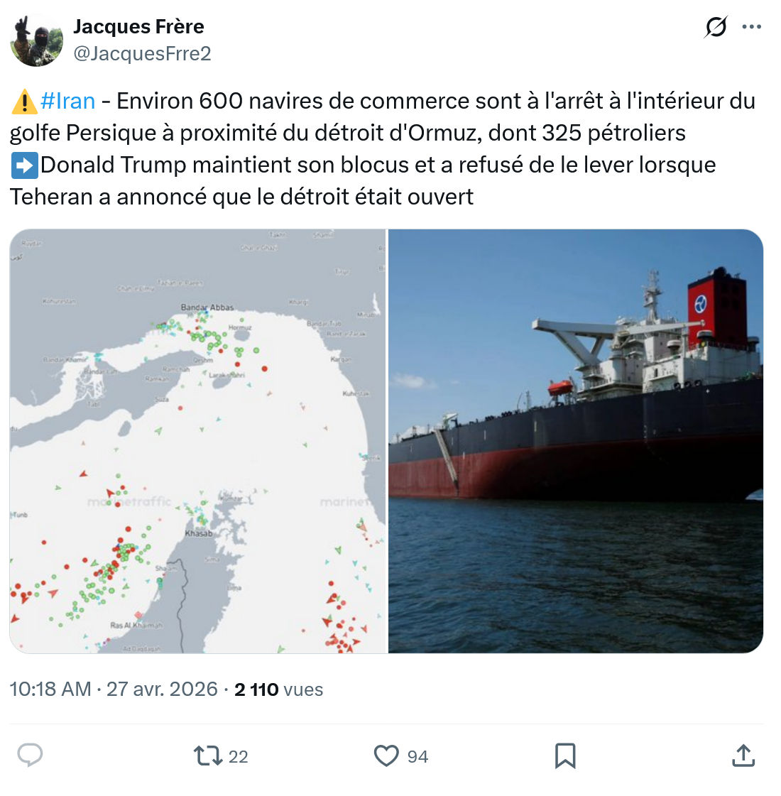Jacques Frère: #Iran - Environ 600 navires de commerce…