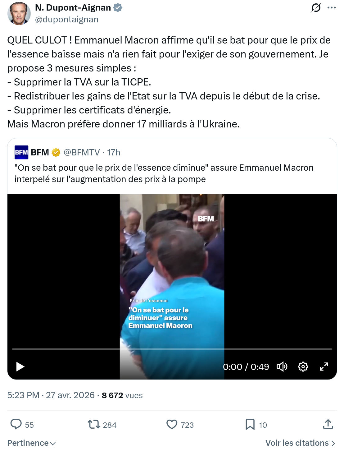 Nicolas Dupont-Aignan: QUEL CULOT !…
