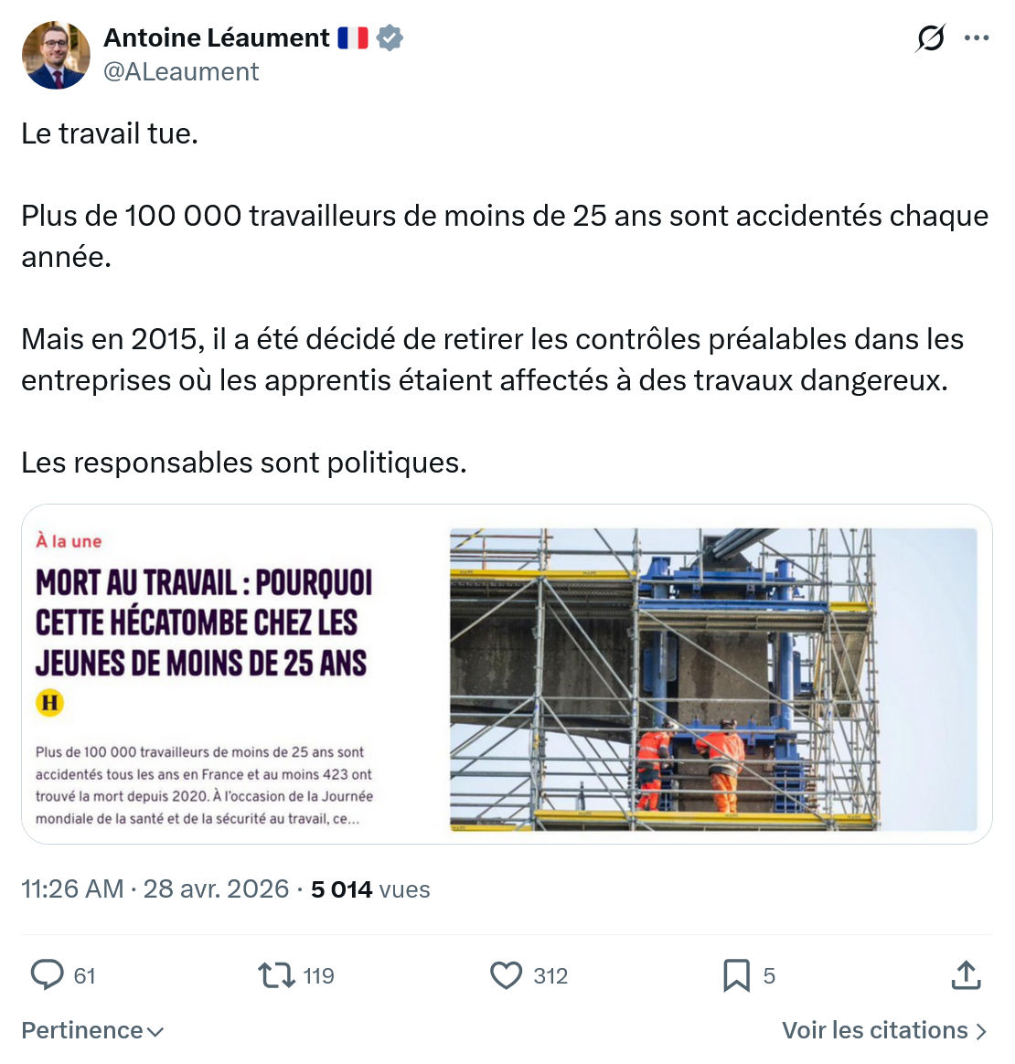 Antoine Léaument: Le travail tue…