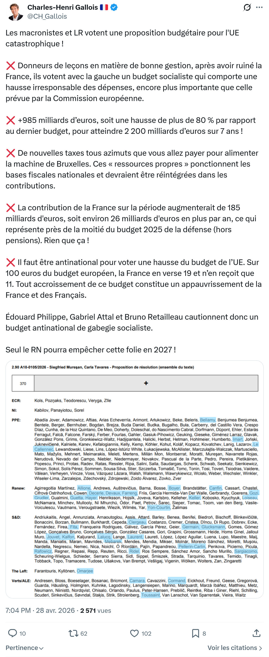 Charles-Henri Gallois: Les macronistes et LR votent une proposition…