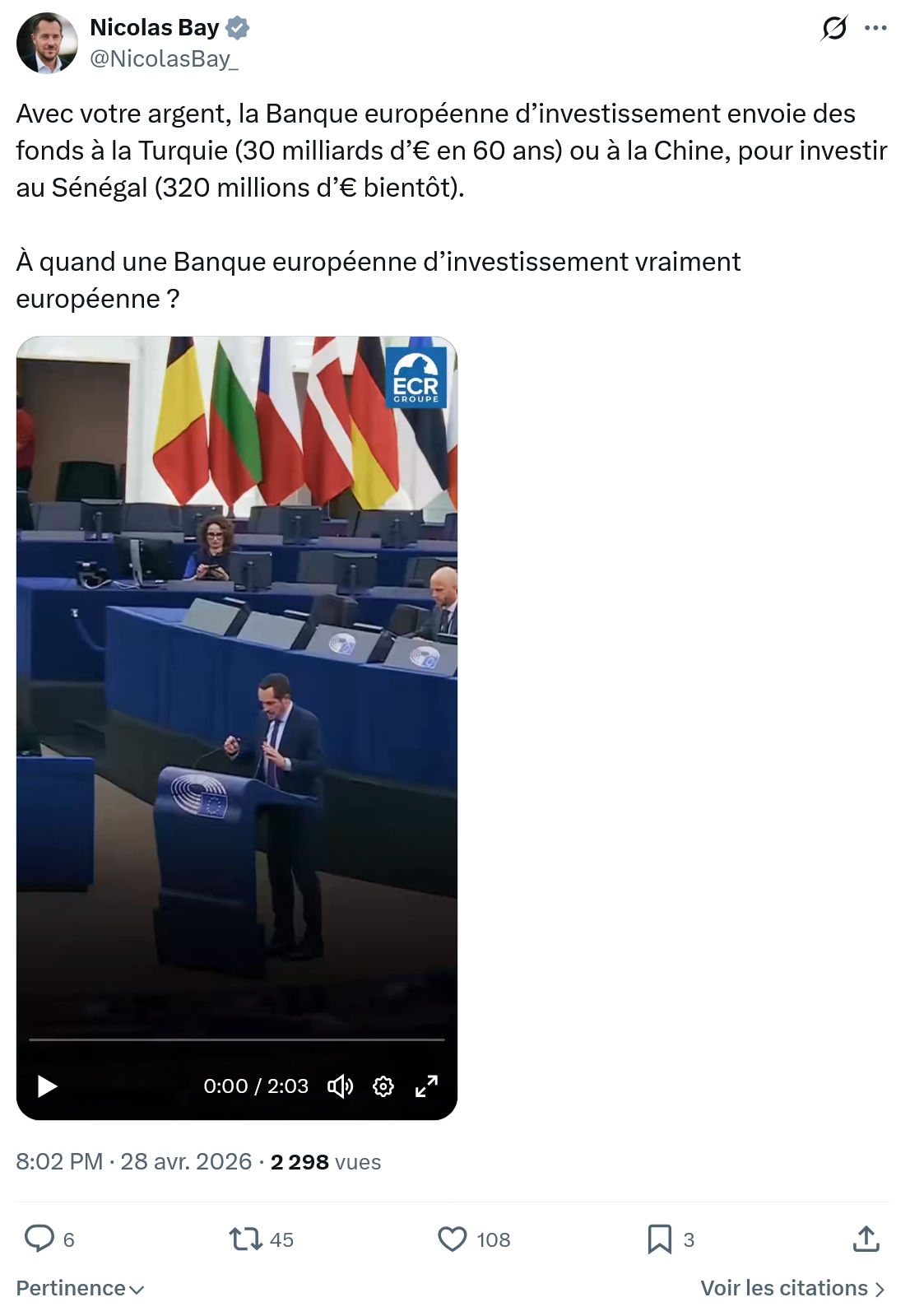 Nicolas Bay: Avec votre argent…