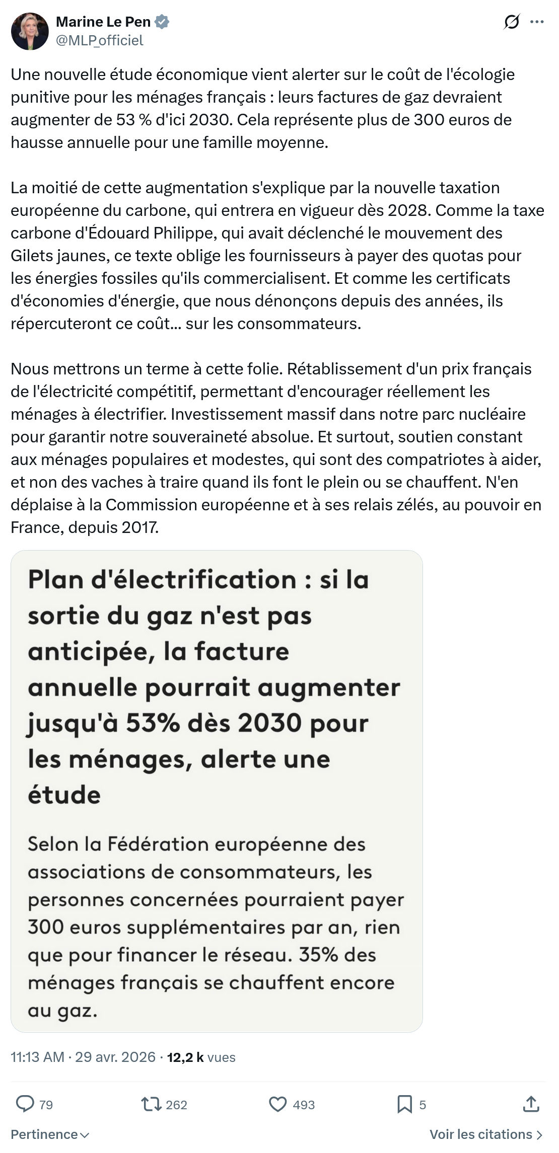 Marine Le Pen: Une nouvelle étude économique vient…