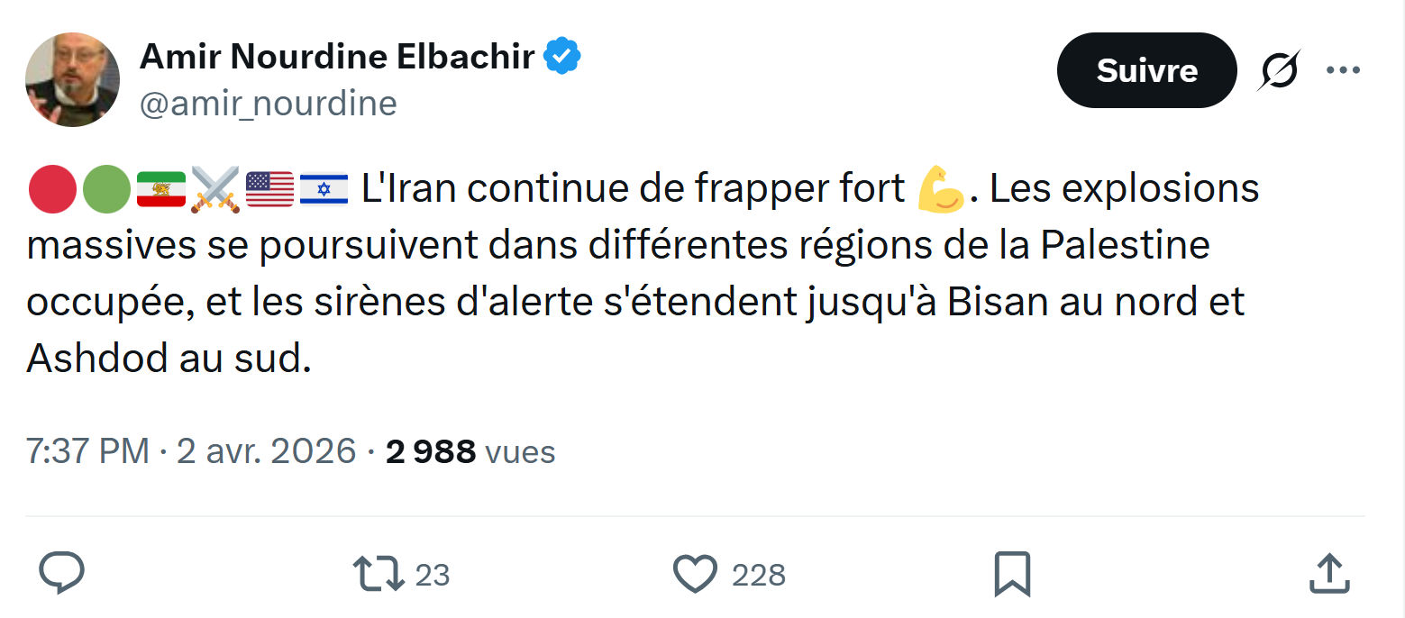 Amir Nourdine Elbachir: L'Iran continue de frapper fort…