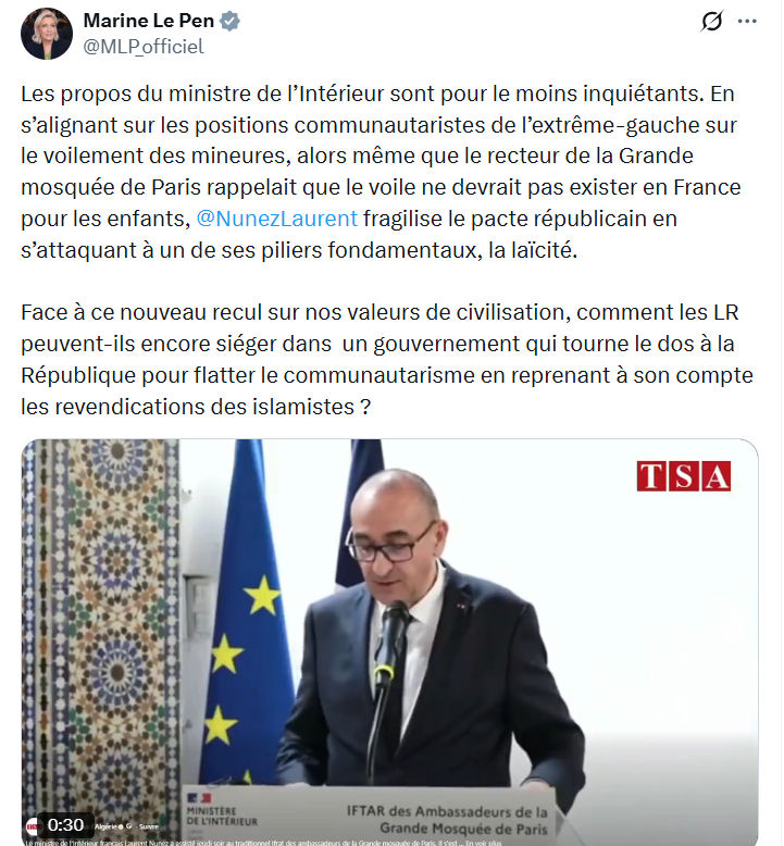 Marine Le Pen: Les propos du ministre de l’Intérieur…