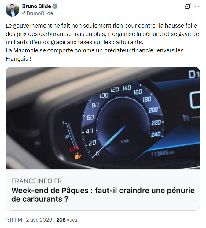 Bruno Bilde: Le gouvernement ne fait non seulement…