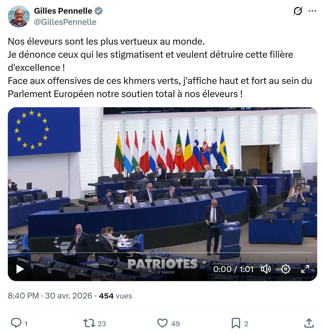 Gilles Pennelle: Nos éleveurs sont les plus...