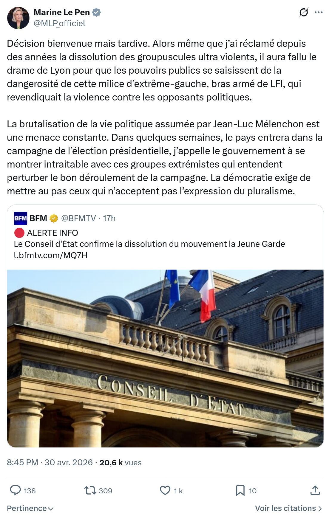 Marine Le Pen: Décision bienvenue mais tardive. Alors...