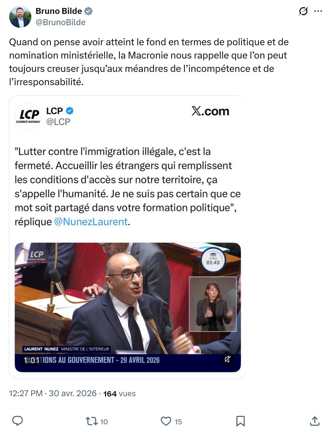 Bruno Bilde: Quand on pense avoir atteint le...