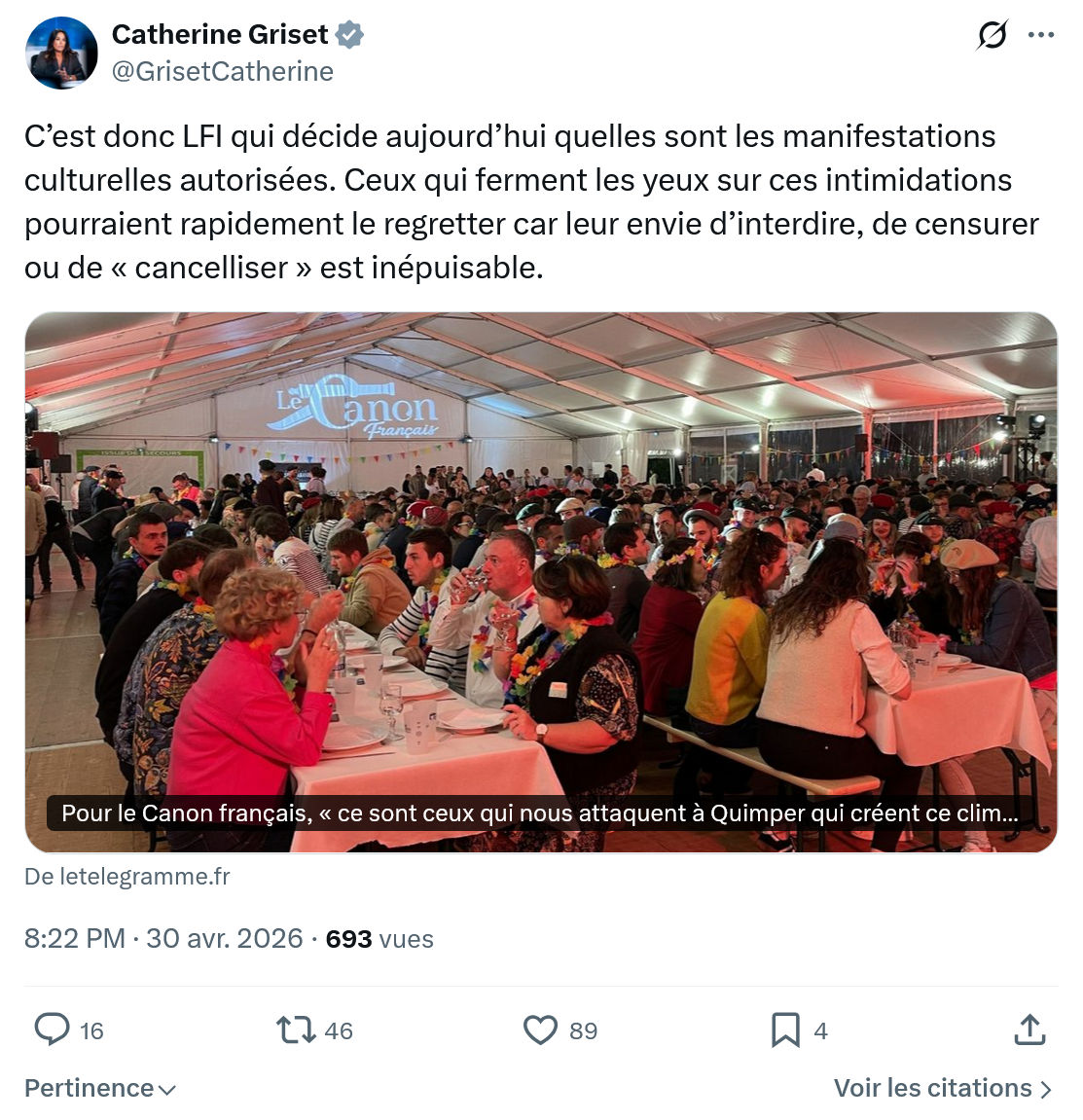 Catherine Griset: C’est donc LFI qui décide...