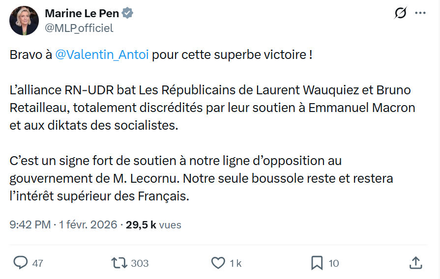 Marine Le Pen: Bravo à  @Valentin_Antoi...