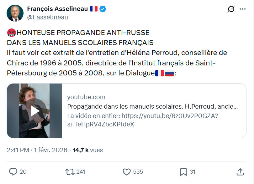 Francois Asselineau: HONTEUSE PROPAGANDE ANTI-RUSSE...