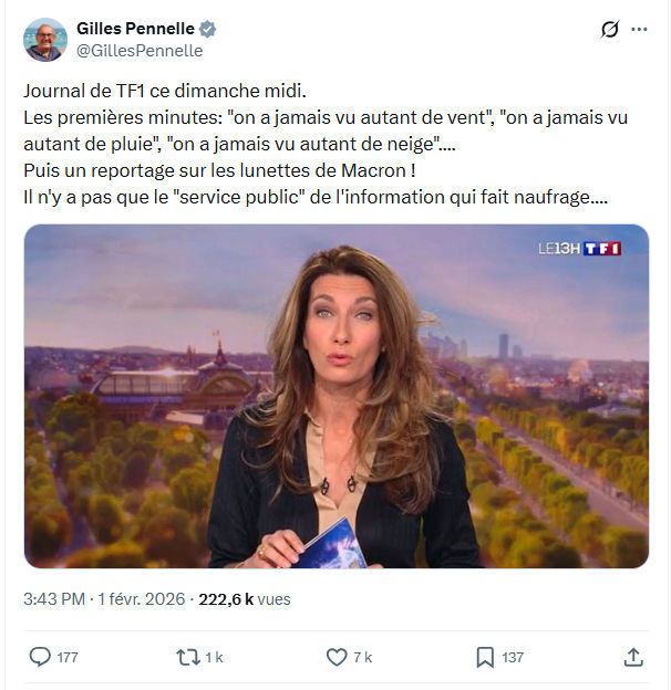 Gilles Pennelle: Journal de TF1 ce dimanche midi...