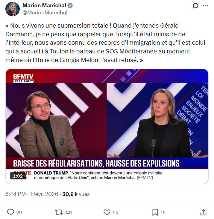 Marion Maréchal- Le Pen: Nous vivons une submersion totale...