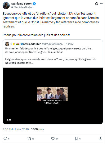 Stanislas Berton: Beaucoup de juifs et de "chrétiens" qui rejettent...