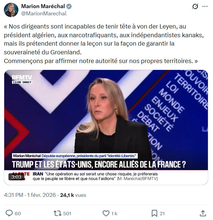 Marion Maréchal- Le Pen: Nos dirigeants sont incapables de tenir...