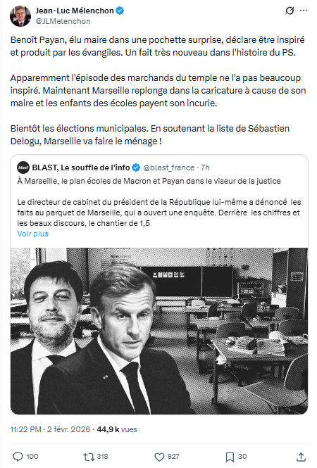 Jean-Luc Mélenchon: Benoît Payan, élu maire dans une pochette surprise...