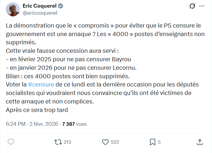 Eric Coquerel: La démonstration que le « compromis » pour éviter...