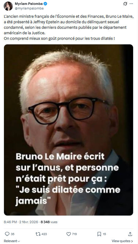 Myriam Palomba: L'ancien ministre français de l'Économie et des Finances...