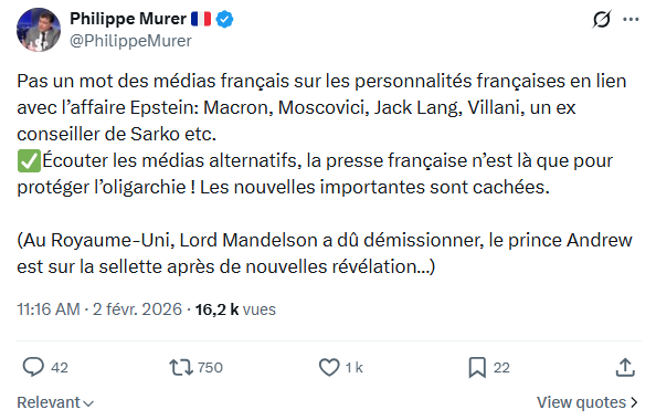 Philippe Murer: Pas un mot des médias français sur les personnalités...