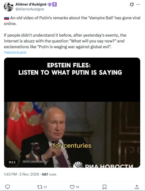 Aliénor d' Aubigné: An old video of Putin's remarks about the 'Vampire Ball'...