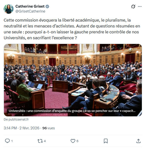 Catherine Griset: Cette commission évoquera la liberté académique...